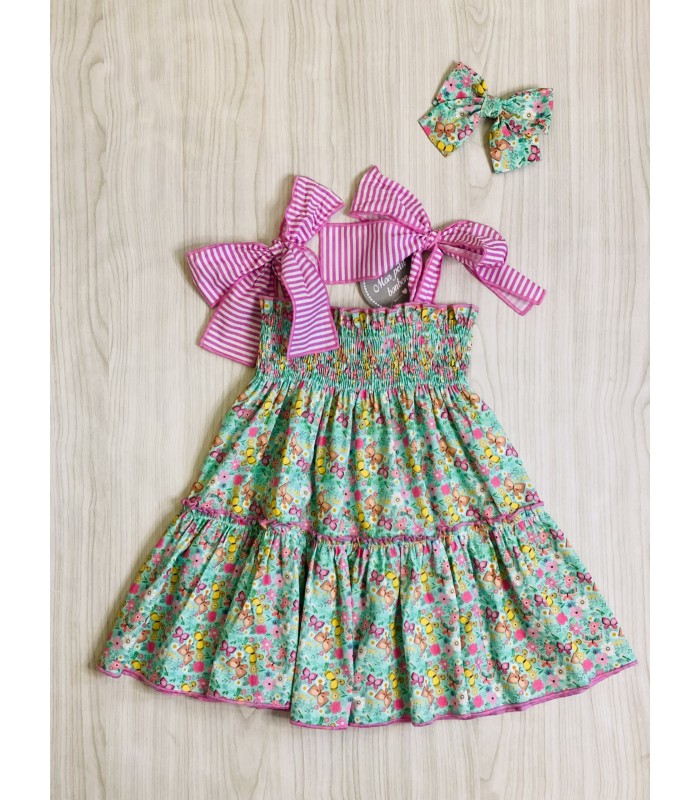 VESTIDO ELÁSTICO LIBERTY/MARIPOSAS MON PETIT BONBON VM018