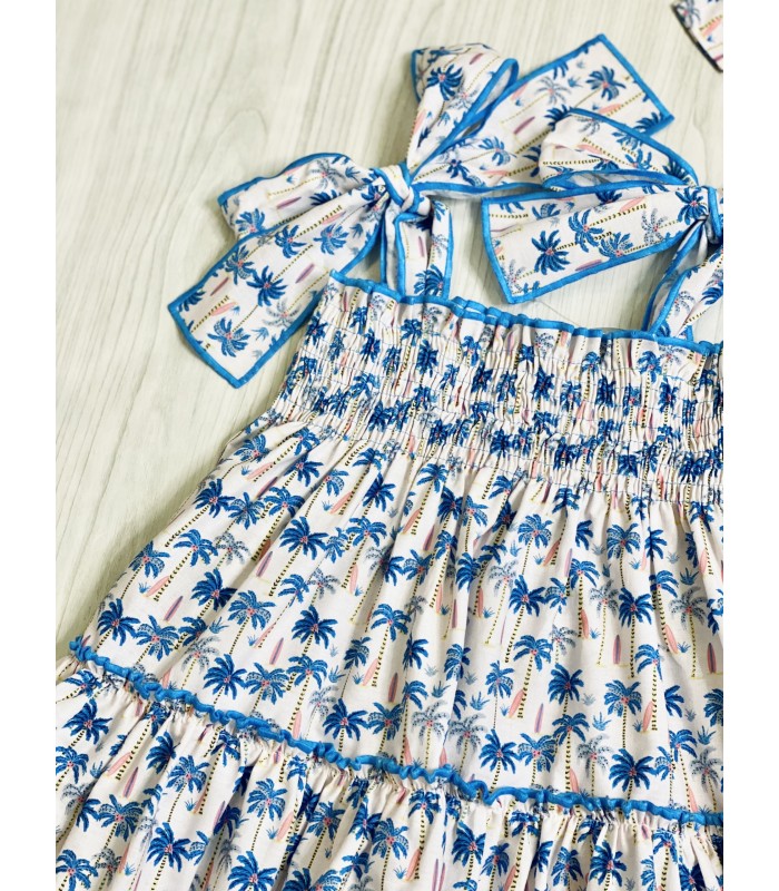 VESTIDO ELÁSTICO PALMERAS MON PETIT BONBON VM018179