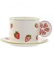 SET TAZA+PLATO PORCELANA FRESAS 210ML PC-217517