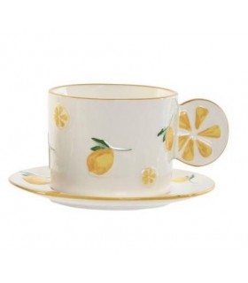 SET TAZA+PLATO PORCELANA LIMONES 210ML PC-217517