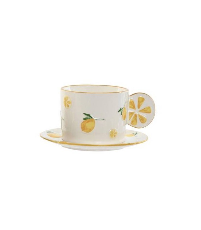SET TAZA+PLATO PORCELANA LIMONES 210ML PC-217517