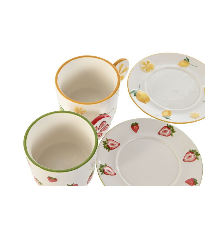 SET TAZA+PLATO PORCELANA FRESAS 210ML PC-217517
