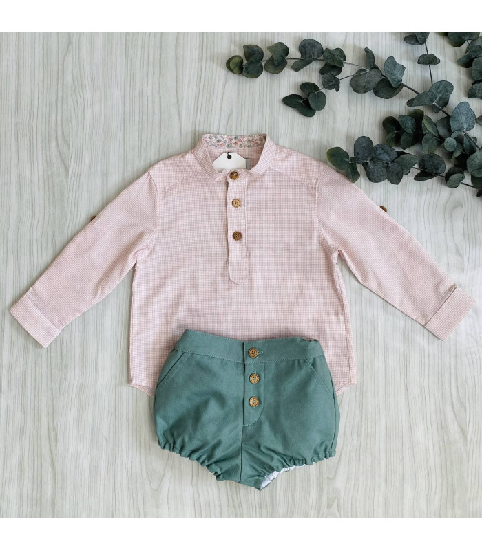 CAMISA+BOMBACHO NIÑO ROSA Y AZUL 9268 LA MARTINICA