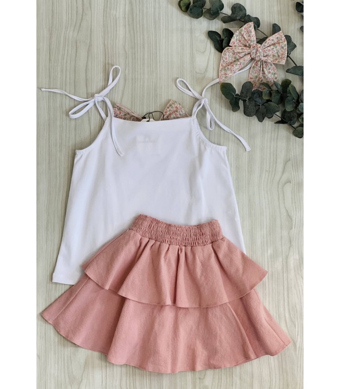 CAMISETA TIRANTES+FALDA ROSA Y AZUL 9258 LA MARTINICA