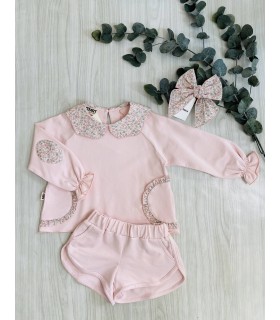 SUDADERA+SHORT NIÑA ROSA Y AZUL 9266 LA MARTINICA