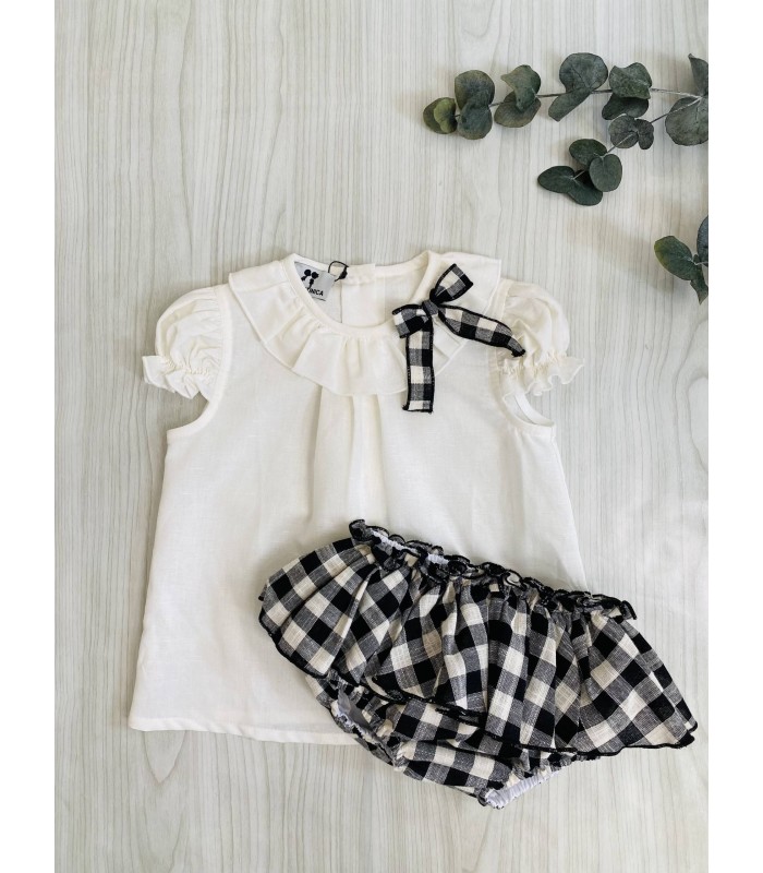 BLUSA+BRAGA VICHY BLACK  WHITE 9316 LA MARTINICA