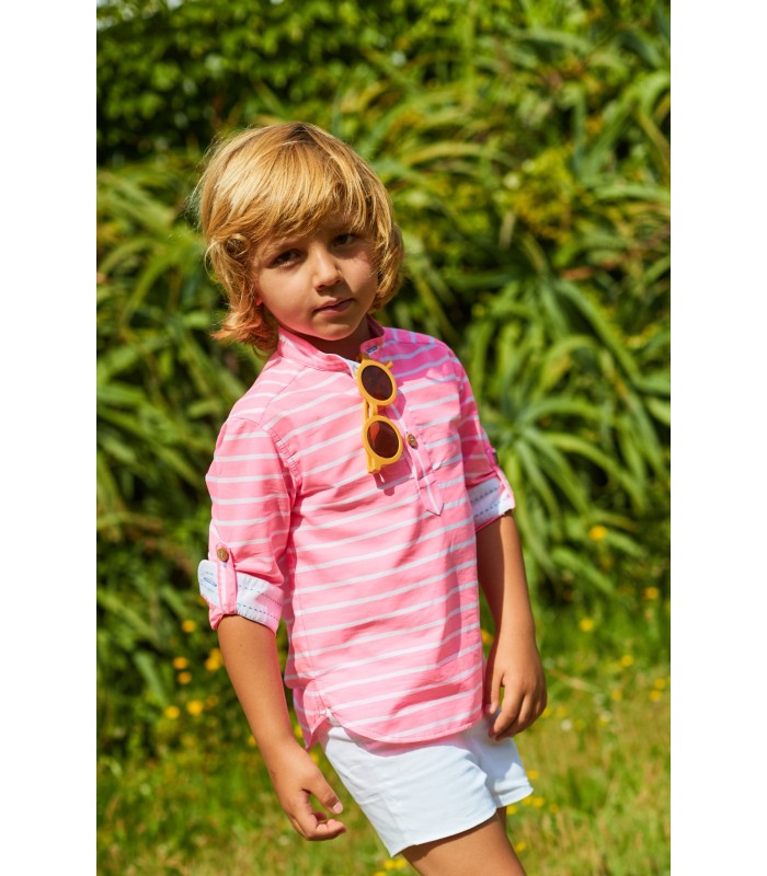 CAMISA NIÑO M/L RAYAS NEON 9118 LA MARTINICA