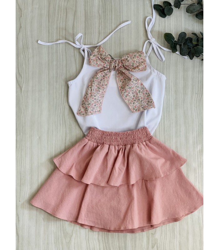 CAMISETA TIRANTES+FALDA ROSA Y AZUL 9258 LA MARTINICA
