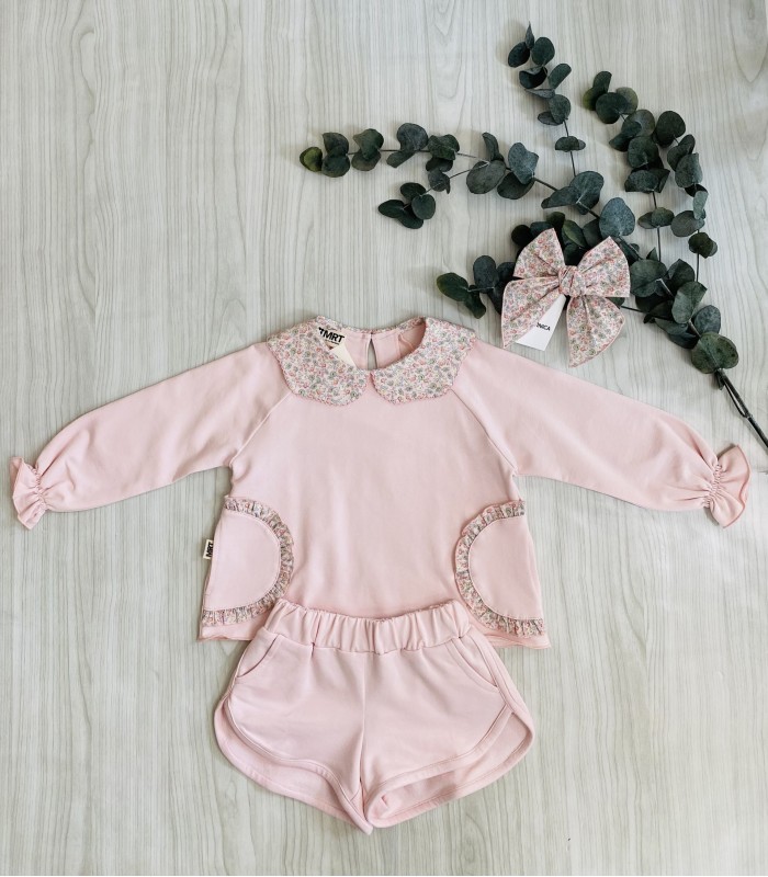 SUDADERA+SHORT NIÑA ROSA Y AZUL 9266 LA MARTINICA