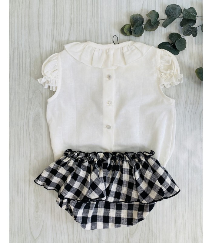 BLUSA+BRAGA VICHY BLACK  WHITE 9316 LA MARTINICA