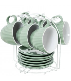 SET/6 TAZAS DE TE C/PLATO CERAMICA 08649