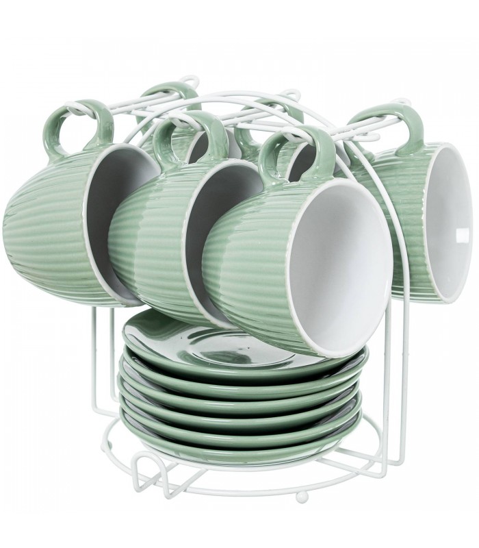 SET/6 TAZAS DE TE C/PLATO CERAMICA 08649