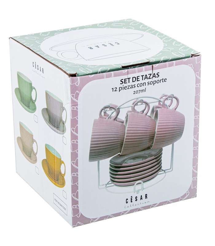 SET/6 TAZAS DE TE C/PLATO CERAMICA 08649