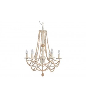 LAMPARA DE TECHO HIERRO/PINO 57*28*57CM 6 BRAZOS LA-220110