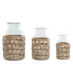 JARRON CRISTAL CON FIBRA Ø18.3*30h CM JR-219783