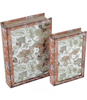 Set/2 Cajas Libro Madera C/espejo, Interior Terciopelo 39025
