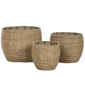 Macetero Fibra/Metal Ø35*33h Cm MC-220125