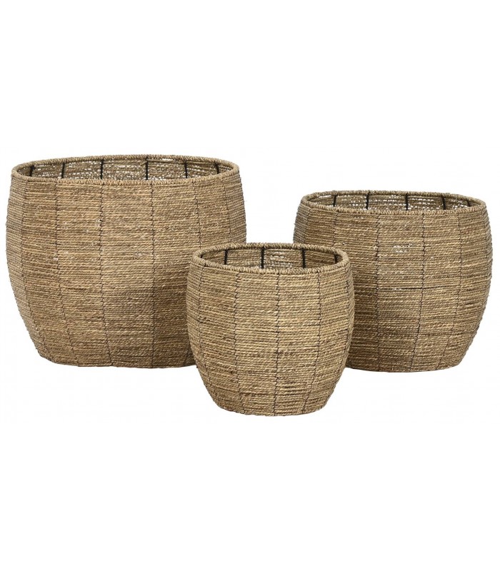 Macetero Fibra/Metal Ø35*33h Cm MC-220125