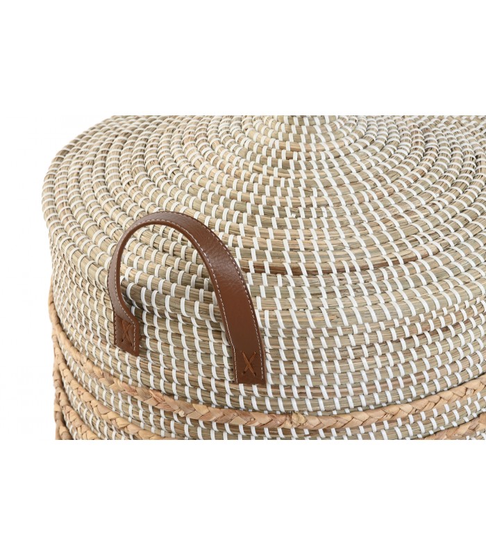 CESTA SEAGRASS CUERO 45*53CM DC-221158