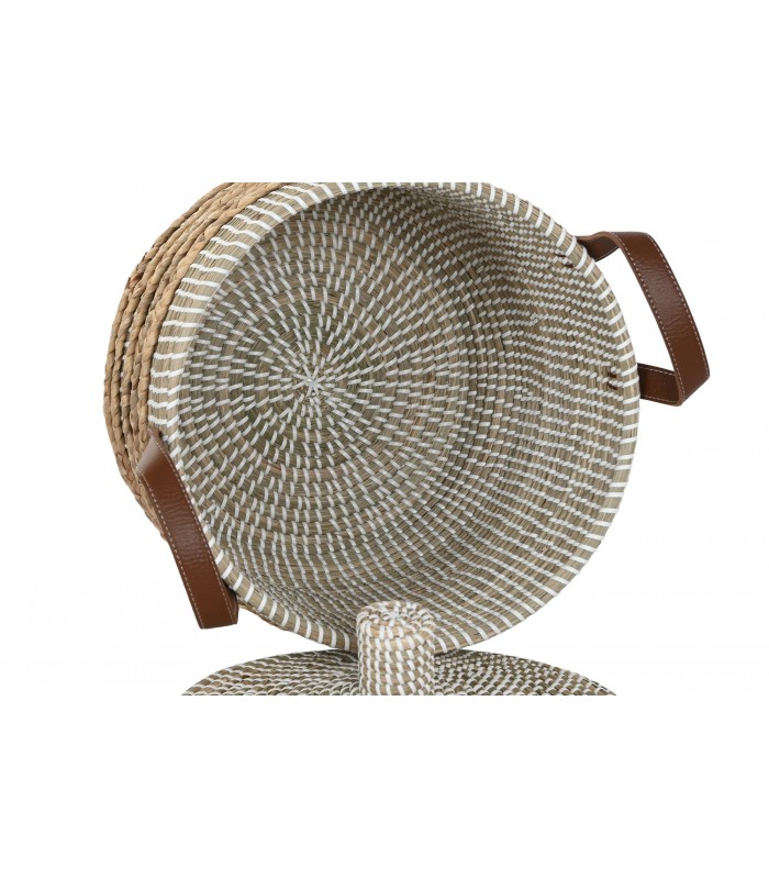 CESTA SEAGRASS CUERO 36*46CM DC-221158