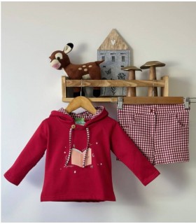 SUDADERA+PANTALON VICHY GUINDA PIO PIO IP363