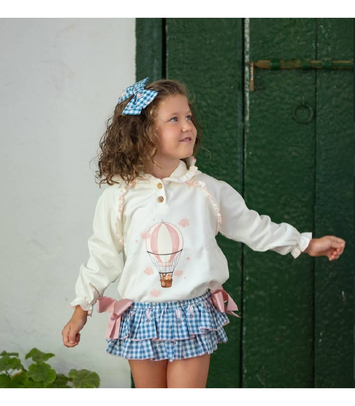 SUDADERA+BRAGUITA VICHY GLOBOS MON PETIT BONBON IM146/8