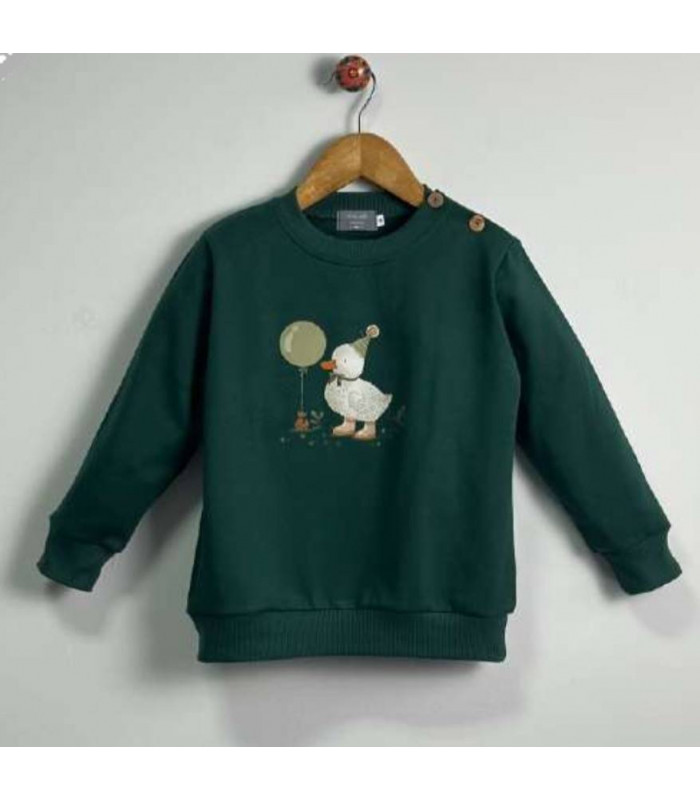 SUDADERA NIÑO PATO VERDE MON PETIT BONBON IM204