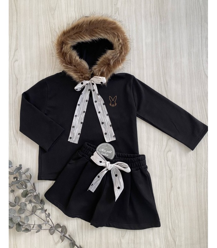 SUDADERA CAPUCHA PELO+SHORT MON PETIT BONBON IM093/6