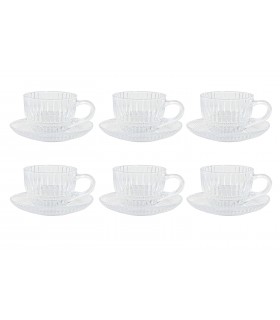 SET/6 TAZA C/PLATO CRISTAL 240ML PC-221120
