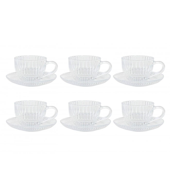 SET/6 TAZA C/PLATO CRISTAL 240ML PC-221120