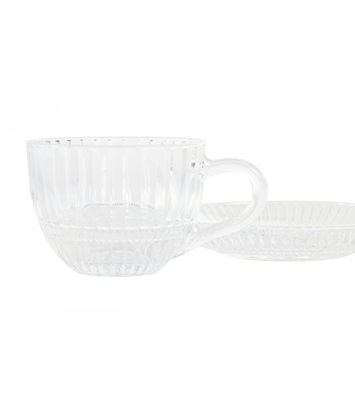 SET/6 TAZA C/PLATO CRISTAL 240ML PC-221120