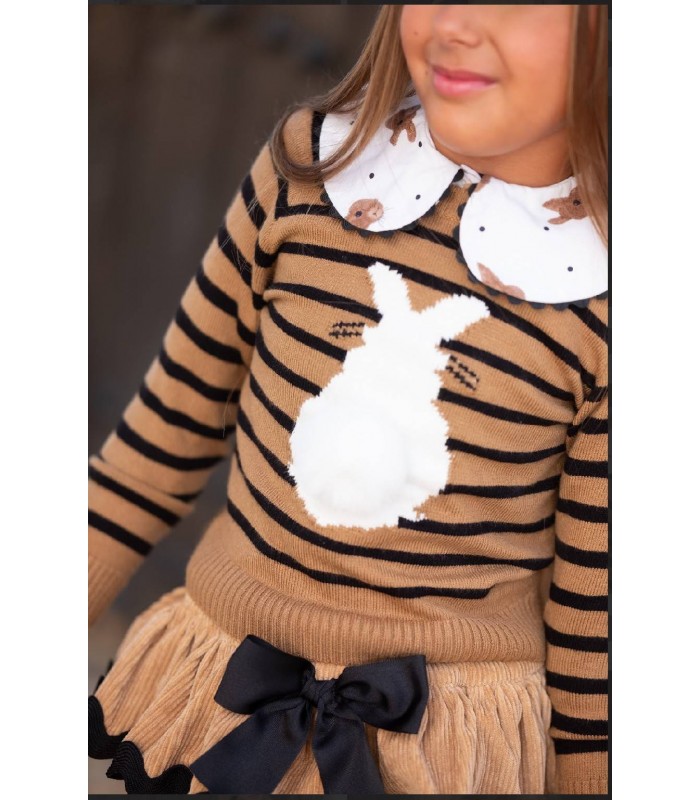 CAMISA+BRAGA+JERSEY CONEJO MON PETIT BONBON