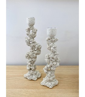 SET/2 PORTAVELAS RESINA FOSIL 84-4421/2