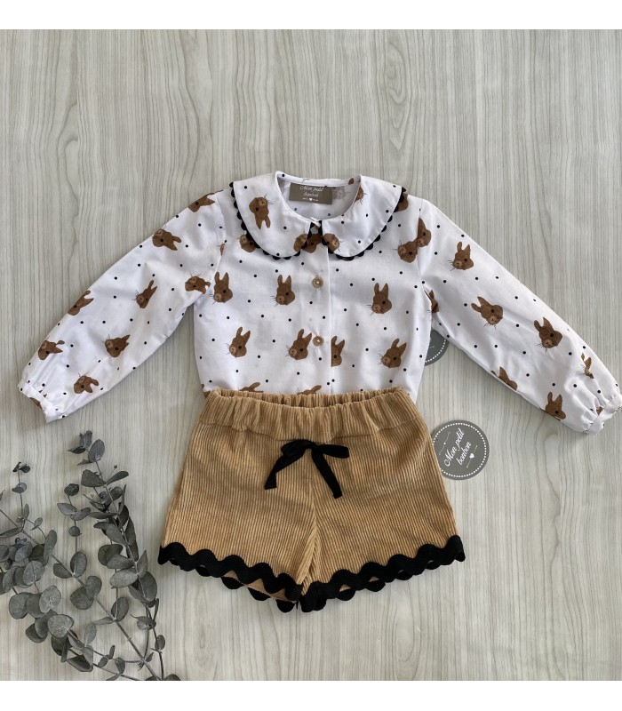 CAMISA+SHORT+JERSEY CONEJO MON PETIT BONBON