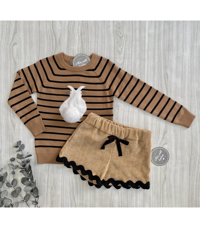 CAMISA+SHORT+JERSEY CONEJO MON PETIT BONBON