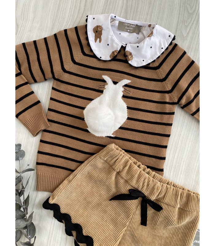 CAMISA+SHORT+JERSEY CONEJO MON PETIT BONBON