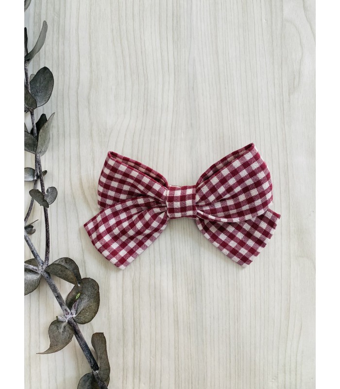 LAZO/PINZA VICHY GUINDA MON PETIT BONBON IM23275
