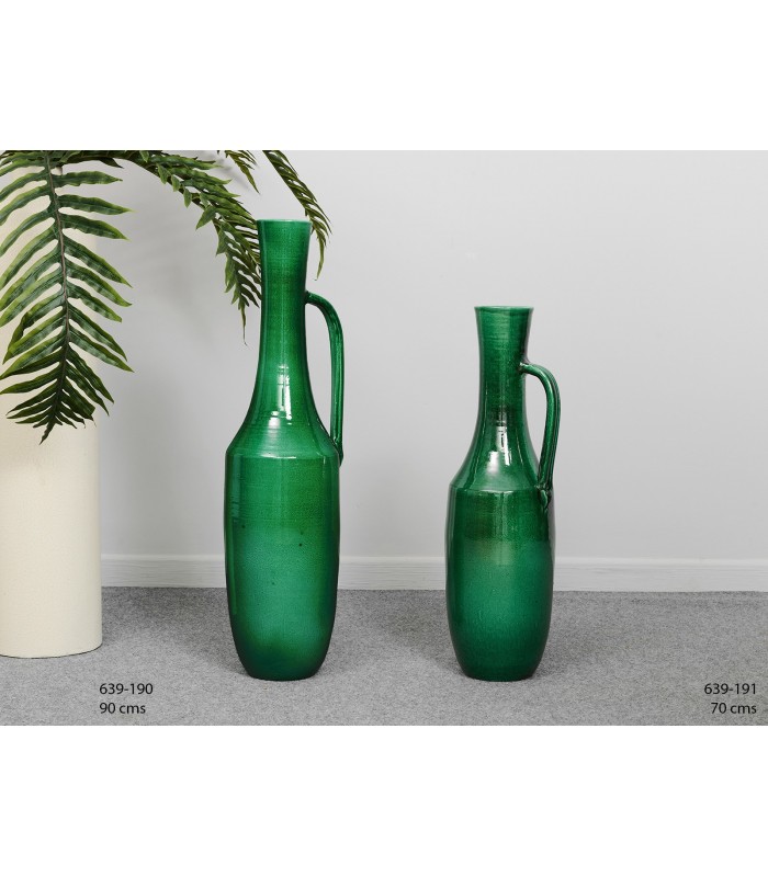 Jarrón Asa Verde Vidriado 90Cm 639-190