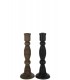 Set/2 Portavelas Negro/Marrón 12*12*35Cm 40944