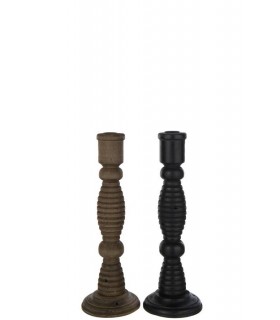 Set/2 Portavelas Negro/Marrón 12*12*35Cm 40944