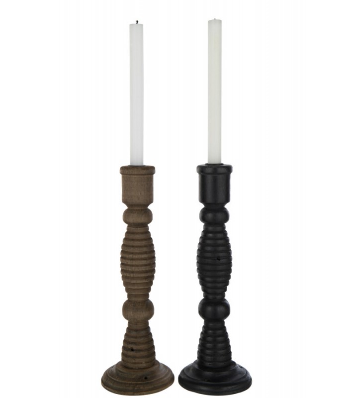 Set/2 Portavelas Negro/Marrón 12*12*35Cm 40944
