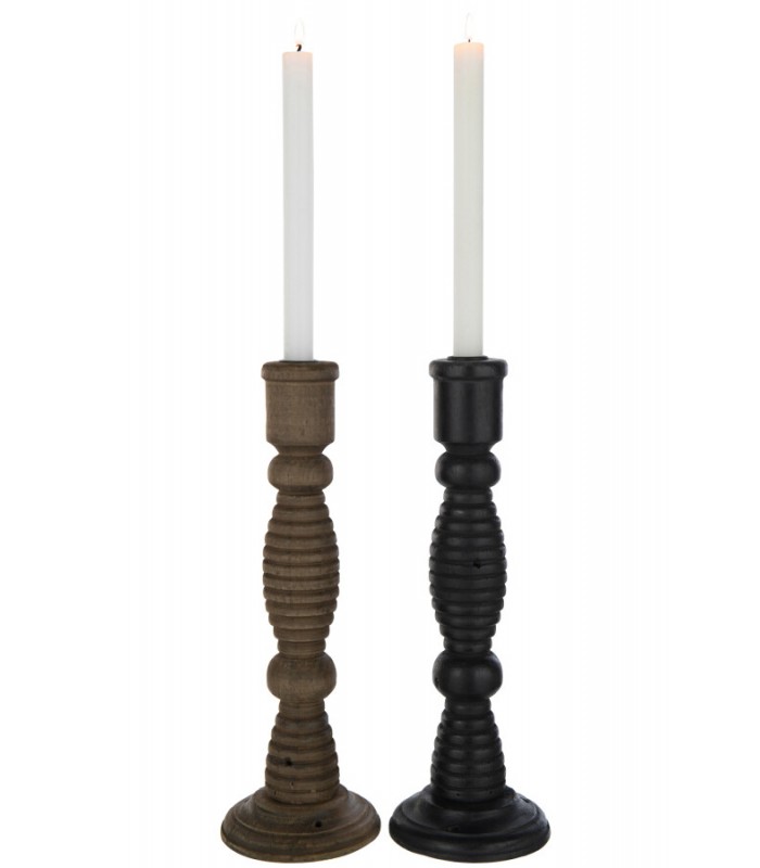 Set/2 Portavelas Negro/Marrón 12*12*35Cm 40944