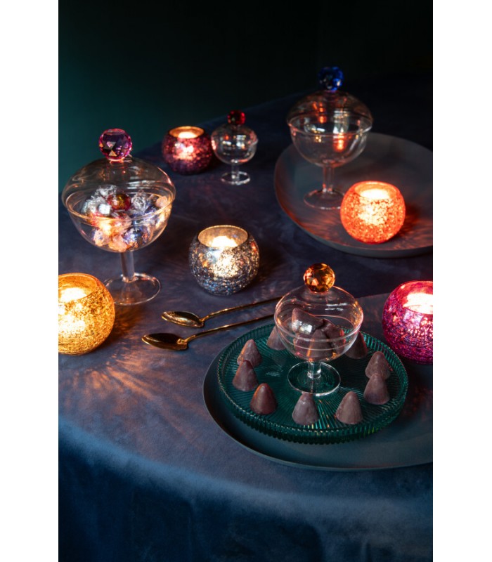 Portavelas Craquelado Vidrio 10*7.5 Cm 48602