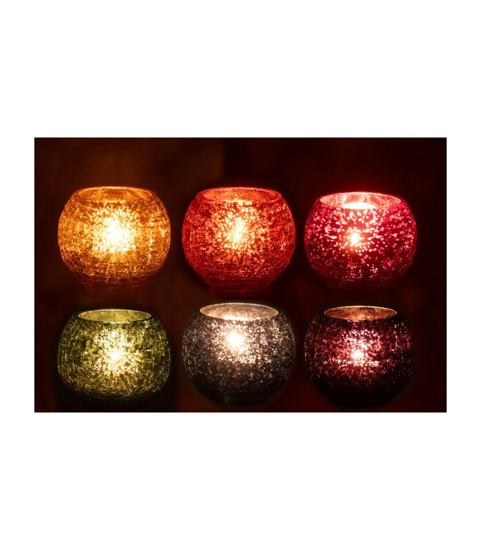 Portavelas Craquelado Vidrio 10*7.5 Cm 48602