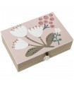 Caja Madera Decorada Rosa Flores Blancas 24x16x7cm 25104