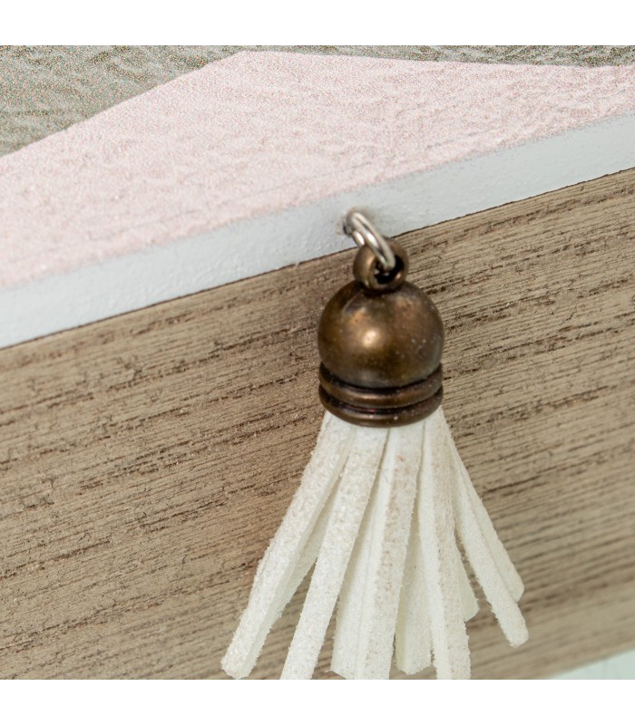 Caja Madera Decorada Rosa Flores Blancas 24x16x7cm 25104