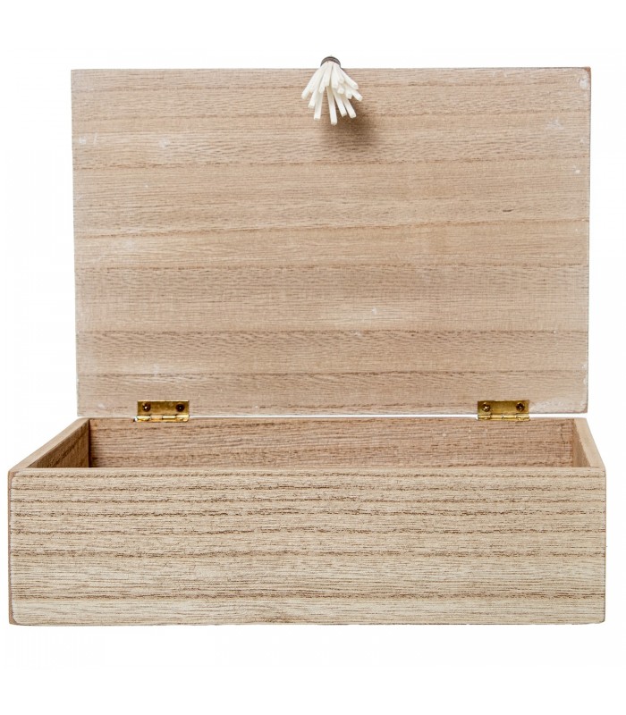 Caja Madera Decorada Rosa Flores Blancas 24x16x7cm 25104