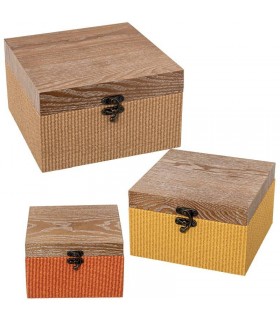Caja Madera Deco.Mimbre Marrón 24*24*14Cm 53230