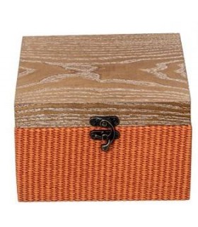 Caja Madera Deco.Mimbre Naranja 16*16*10Cm 53230