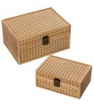 Caja Madera/mimbre Natural 24x17x11,5 Cm 53239